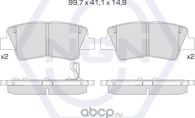 Колодки тормозные керамические, задние (NGN). Артикул 3502472