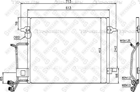 Радиатор кондиционера (конденсатор) Stellox. Артикул 10-45024-SX