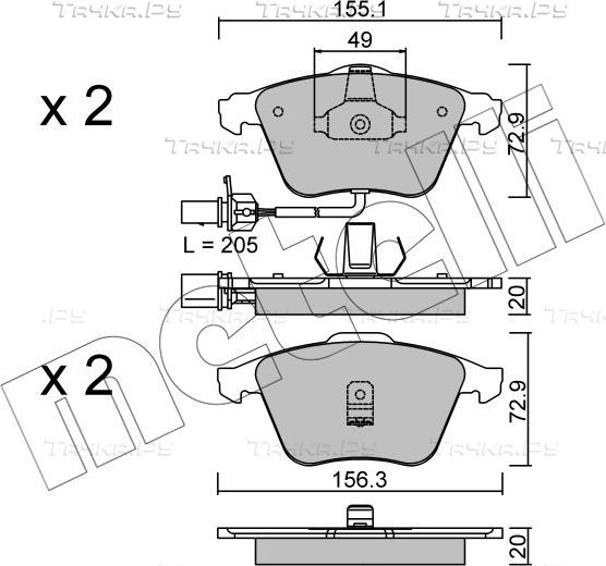 Тормозные колодки Metelli передние для Audi A6 II (C5) 2000-2005. Артикул 22-0549-0