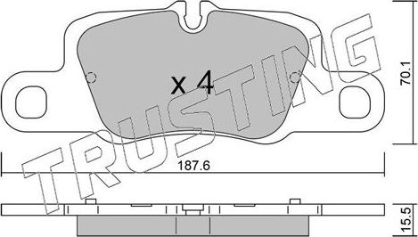 Тормозные колодки Trusting задние для Porsche Panamera I 2009-2016. Артикул 1257.0