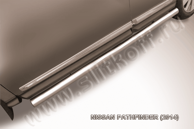 Пороги Slitkoff труба d76 для Nissan Pathfinder R52 2014-2026. Артикул NIP14-009
