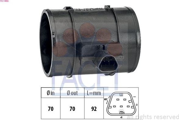 Расходомер воздуха CHEVROLET: CRUZE (J300) 1.7 D 09-, CRUZE Наклонная задняя час Facet Made in Italy - OE Equivalent. Артикул 10.1465
