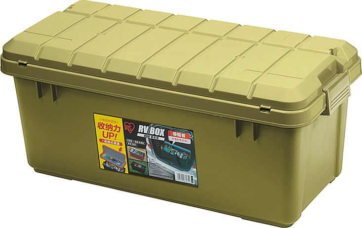 Ящик экспедиционный Iris Ohyama RV BOX 800 c двойной разделенной крышкой, Хаки. Артикул RV800CKH
