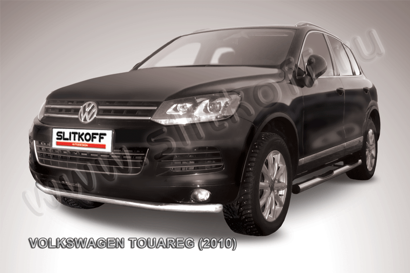 Защита Slitkoff переднего бампера d57 для Volkswagen Touareg II 2010-2014. Артикул VWTR-005