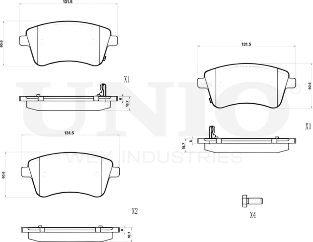 Колодки тормозные дисковые, комплект (Unio). Артикул BRP-20350