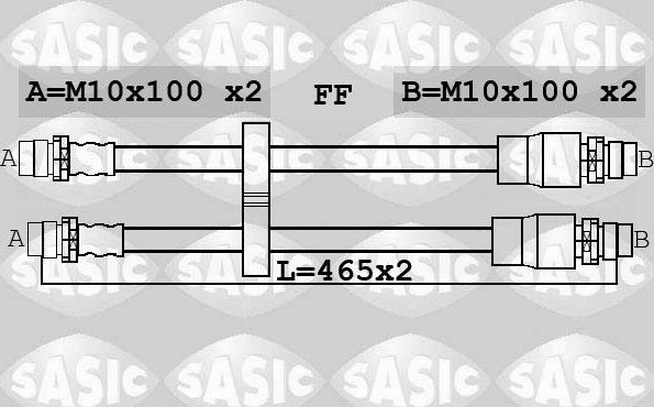 Тормозной шланг Sasic задний для Fiat Doblo I 2001-2015. Артикул 6606249