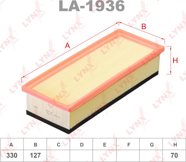 Воздушный фильтр LYNXauto. Артикул LA-1936