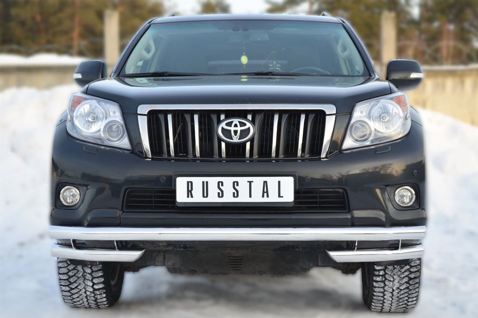 Защита RusStal переднего бампера d63 (секции) d63 (уголки) для Toyota Land Cruiser Prado 150 2009-2013. Артикул PNZ-001616