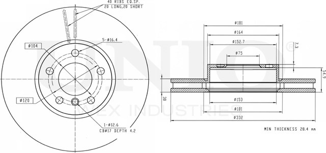 Диск тормозной (Unio). Артикул BRD-20249