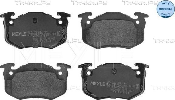Тормозные колодки Meyle Original задние для Renault Clio I 1990-1998. Артикул 025 209 7311