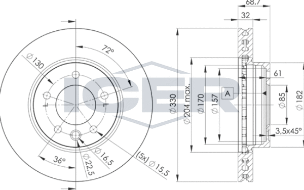 Тормозной диск Icer. Артикул 78BD3326-1