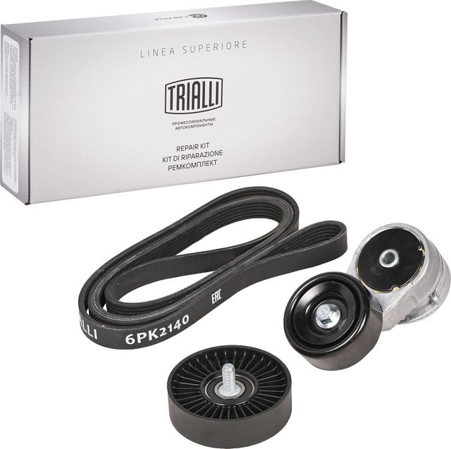 Приводной ремень поликлиновой с роликами (комплект) Trialli для Hyundai Solaris I 2010-2017. Артикул GD 736