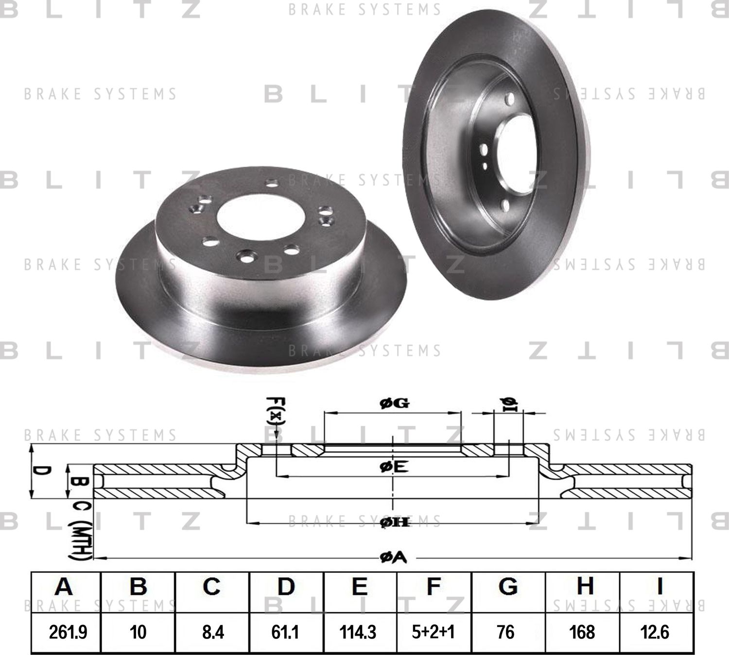 Диск тормозной HYUNDAI ELANTRA 06- задн. (Blitz). Артикул BS0350