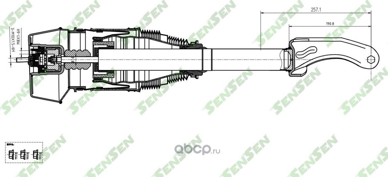 Амортизатор с пневмобаллоном передний правый MB GL-Class (W166) 2012- Without AD (Sensen). Артикул SAR082