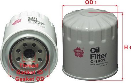 Масляный фильтр Sakura. Артикул C-1001