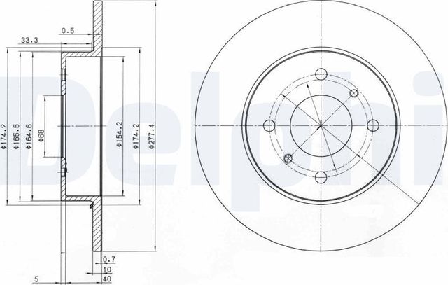 Тормозной диск Delphi. Артикул BG3764