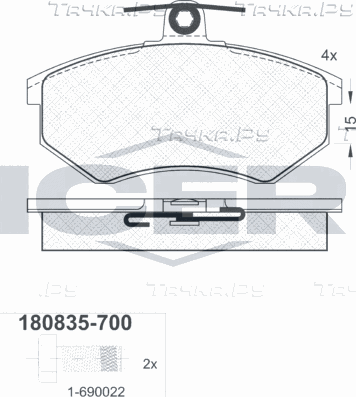 Тормозные колодки Icer передние для Volkswagen Passat B3 1988-1997. Артикул 180835-700