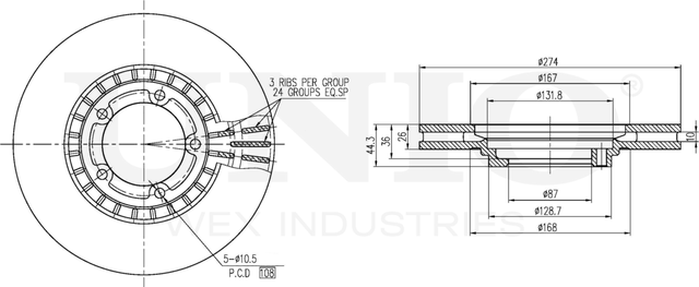 Диск тормозной (Unio). Артикул BRD-20350