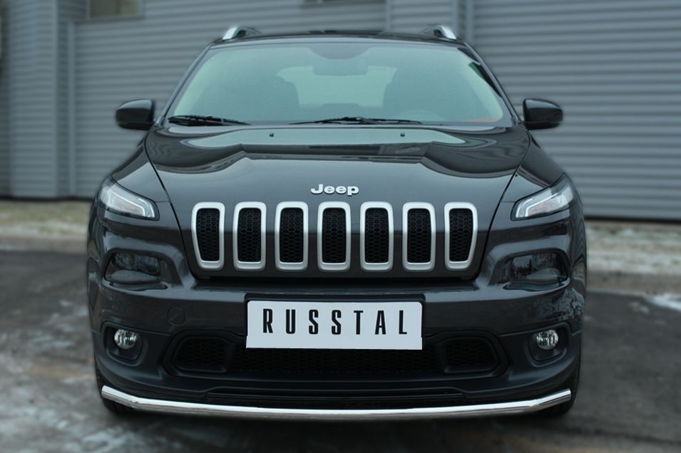 Защита RusStal переднего бампера d42 (секции) для Jeep Cherokee KL 2014-2026. Артикул JCZ-001984