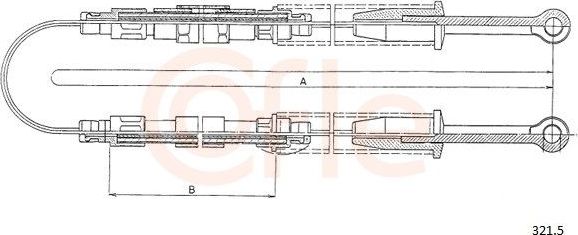 Трос ручника (тросик ручного тормоза) Cofle задний для Fiat Panda I 1980-2004. Артикул 321.5