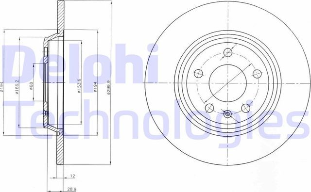 Тормозной диск Delphi задний для Audi A7 I (4G) 2010-2018. Артикул BG4081C