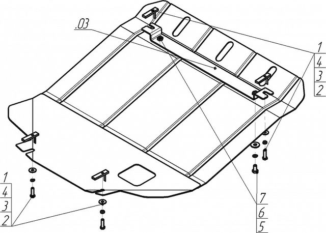 Защита Мотодор для картера, КПП Lexus GS 300 1997-2004. Артикул 05004