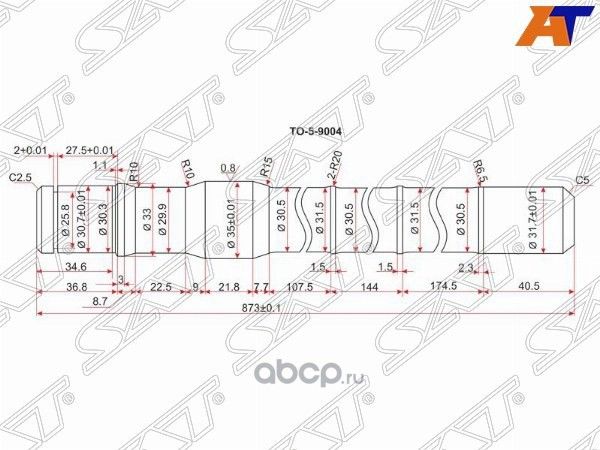 Полуось FR TY Land Cruiser 80/105 (длинная) -LH (SAT). Артикул to-5-9004