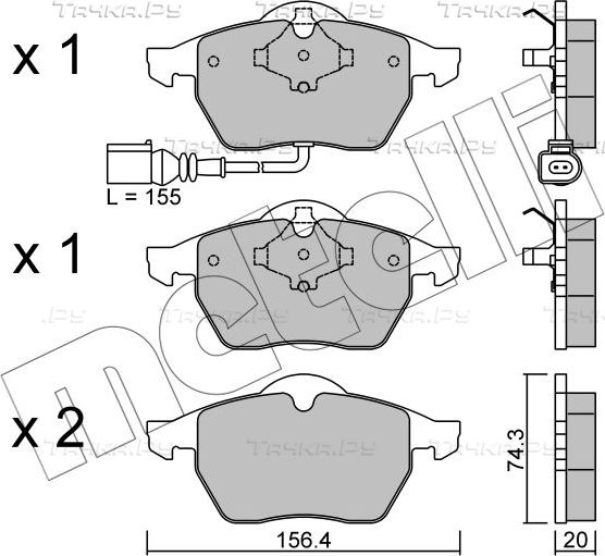 Тормозные колодки Metelli передние для Audi A3 I (8L) 2000-2003. Артикул 22-0181-4