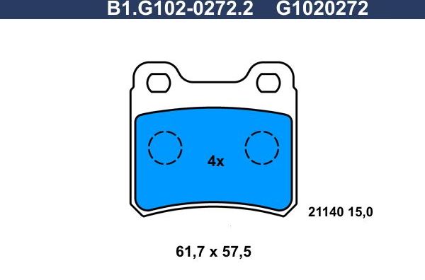 Тормозные колодки Galfer. Артикул B1.G102-0272.2