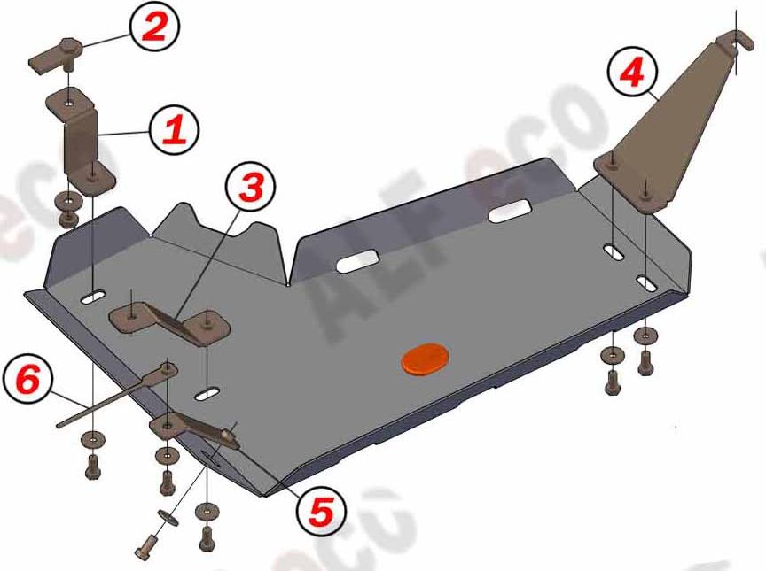 Защита алюминиевая Alfeco для топливного бака (правая сторона) Mazda CX-5 II 4WD 2017-2026. Артикул ALF.13.20.2al