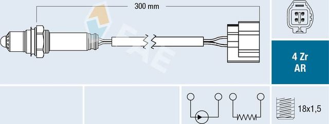Лямбда-зонд (кислородный датчик) FAE правый/левый для Jaguar XK II 2006-2014. Артикул 75653