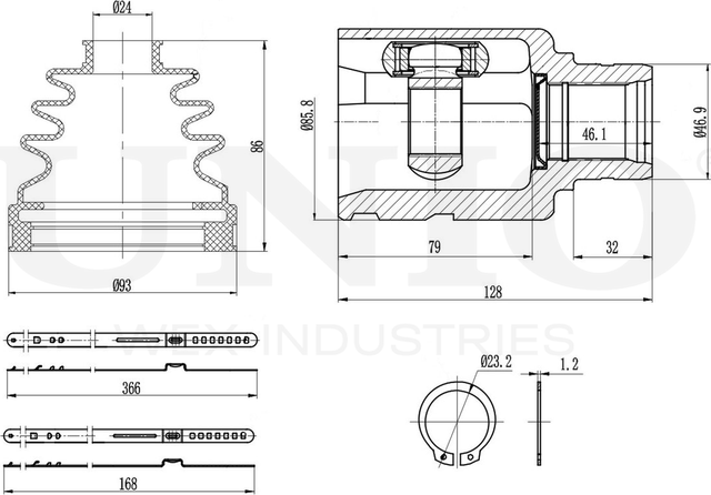 ШРУС внутренний (Unio). Артикул CVJ-30087