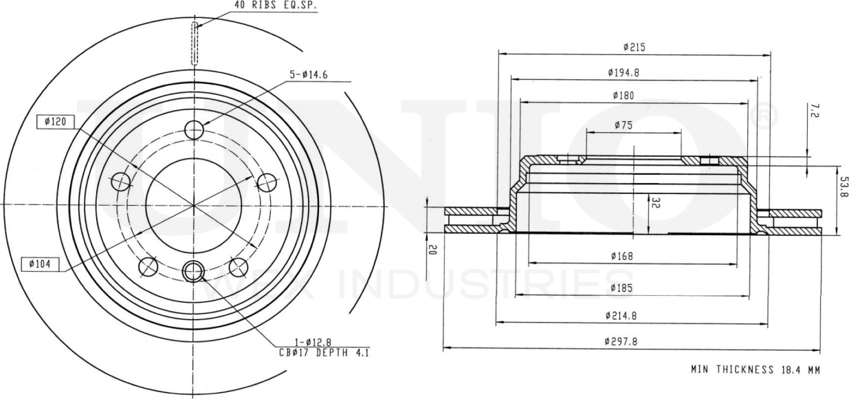 Диск тормозной (Unio). Артикул BRD-20365