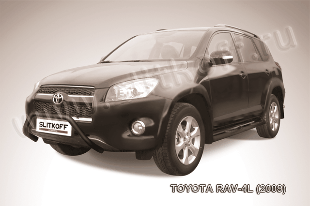 Кенгурятник Slitkoff d57 низкий ЧЕРНЫЙ матовый для Toyota RAV4 III LWB 2009-2010. Артикул TR409L-008B