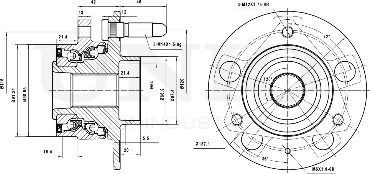 Ступица колеса с интегрированным подшипником (Unio). Артикул HUB-20130