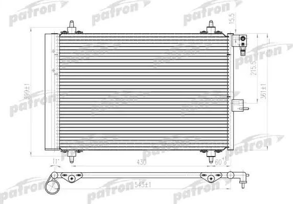 Радиатор кондиционера (конденсатор) Patron (алюминий). Артикул PRS1125
