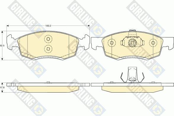 Тормозные колодки Girling передние для Renault Logan II 2007-2026. Артикул 6117492