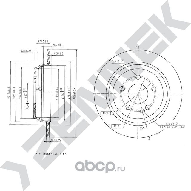 Диск тормозной задний MERCEDES VITO W639 03-14 (Zennek). Артикул DBD0167