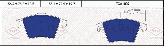 Колодки тормозные VW MULTIVAN V/TRANSPORTER V 07- перед. (Tatsumi). Артикул TCA1009