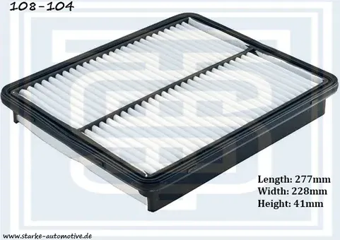 Фильтр воздушный 280*227*42mm HYUNDAI SANTA FE II (CM) (2005-2012), KIA SORENTO (Starke). Артикул 108104