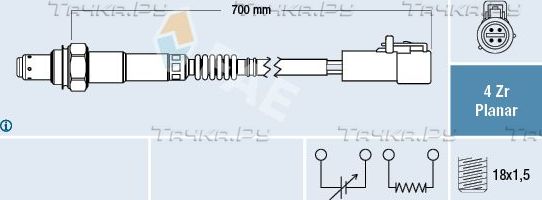 Лямбда-зонд (кислородный датчик) FAE левый для Ford Mondeo IV 2007-2014. Артикул 77615