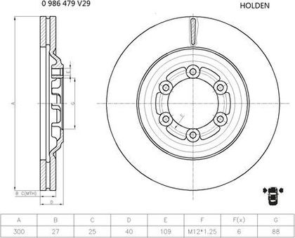 Тормозной диск Bosch передний для Chevrolet TrailBlazer II 2013-2014. Артикул 0 986 479 V29
