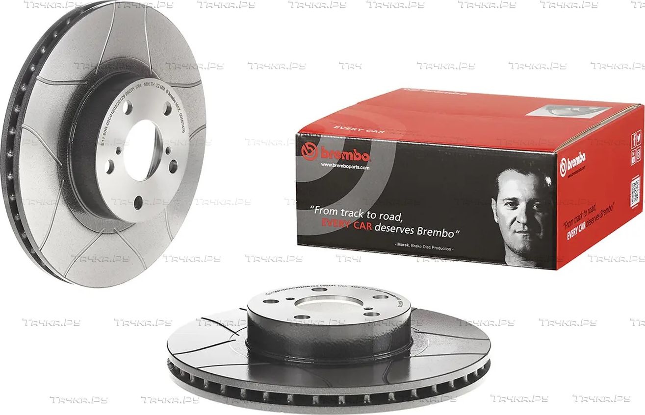 Тормозной диск Brembo MAX передний для Subaru Legacy II 1996-1999. Артикул 09.5674.76