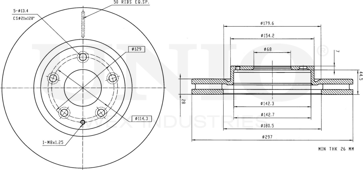 Диск тормозной (Unio). Артикул BRD-20085