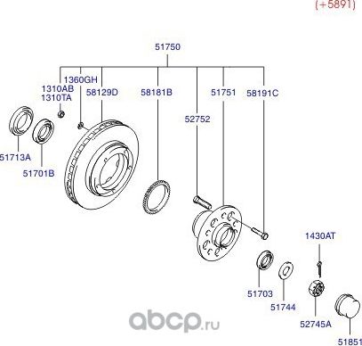 Ступичный подшипник (комплект) Hyundai / KIA. Артикул 1430004451
