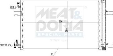 Радиатор кондиционера (конденсатор) Meat & Doria для Vauxhall Zafira C 2013-2018. Артикул 991061