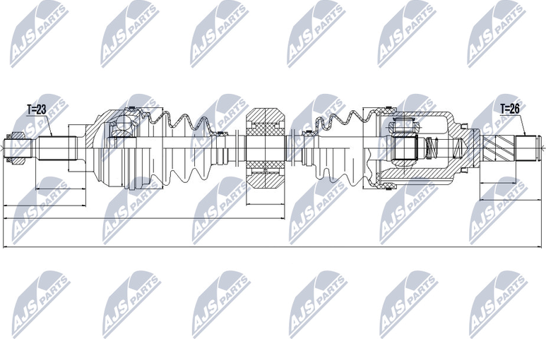 Полуось (привод в сборе, приводной вал) NTY. Артикул NPW-RE-056