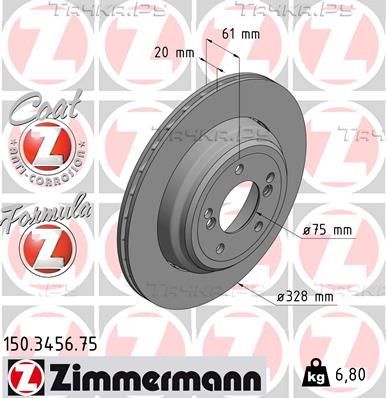 Тормозной диск Zimmermann FORMULA Z. Артикул 150.3456.75