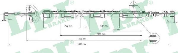 Трос ручника (тросик ручного тормоза) LPR задний левый для Toyota Avensis I 1997-2003. Артикул C0846B