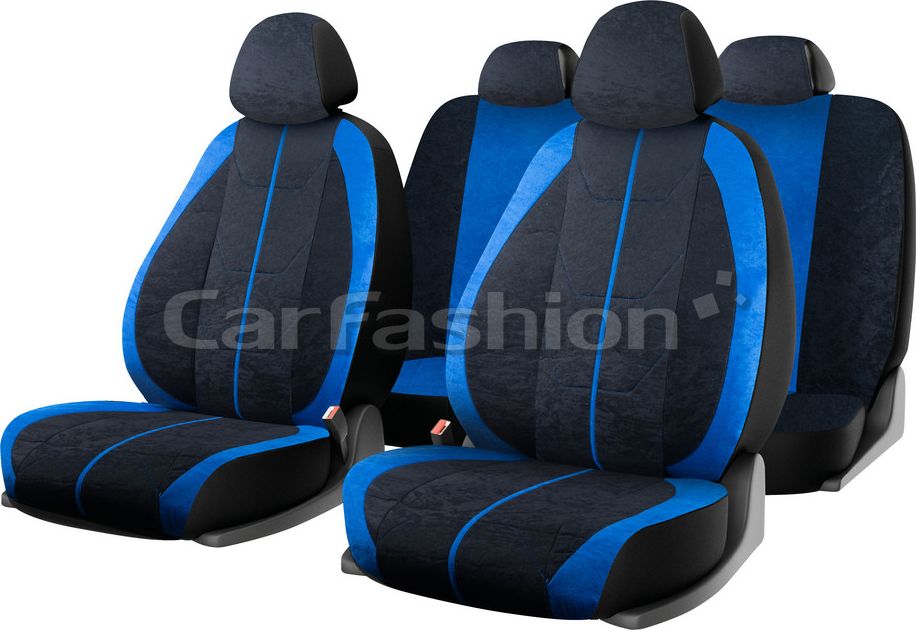 Чехлы универсальные CarFashion Cruise на сидения авто, цвет Черный/Синий/Черный/Синий. Артикул 10103